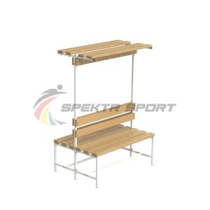 Купить Скамейка с вешалкой и полкой для раздевалок двухсторонняя (разборная) 1200 мм в Якутске 