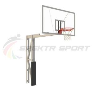 Купить Стойка баскетбольная уличная с защитой, щитом из оргстекла, аморт. кольцом и сеткой, вынос 325 см в Якутске 