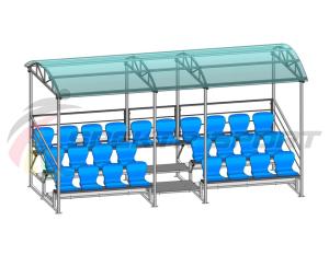 Купить Трибуна для зрителей 3 ряда на 26 мест с навесом и перилами в Якутске 